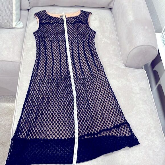 Vintage Adrianna Papell little black dress, sheer w/ raised dots. Fully lined. - Picture 12 of 13